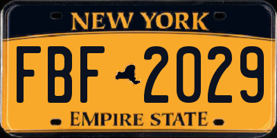NY license plate FBF2029