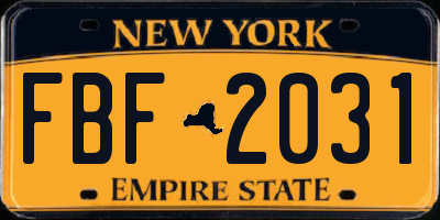 NY license plate FBF2031