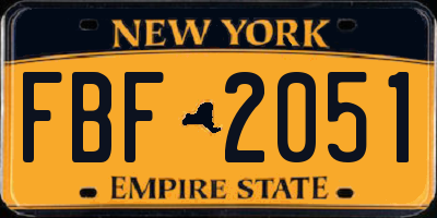 NY license plate FBF2051