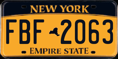 NY license plate FBF2063