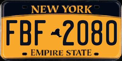 NY license plate FBF2080