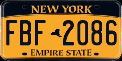 NY license plate FBF2086