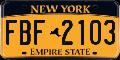 NY license plate FBF2103