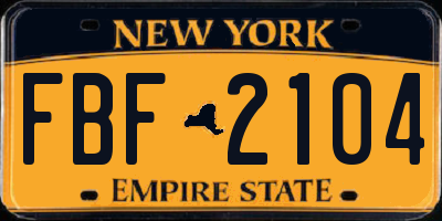 NY license plate FBF2104