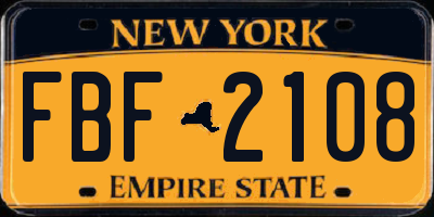 NY license plate FBF2108