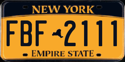 NY license plate FBF2111
