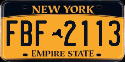 NY license plate FBF2113