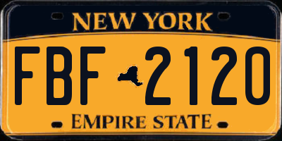 NY license plate FBF2120