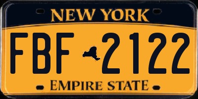 NY license plate FBF2122