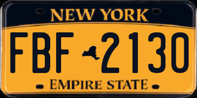 NY license plate FBF2130