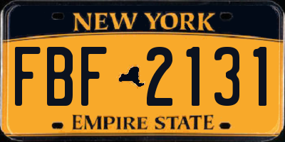 NY license plate FBF2131