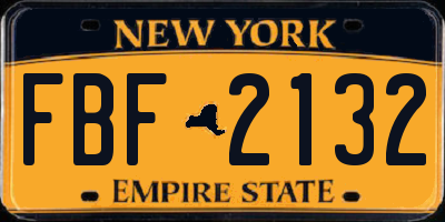NY license plate FBF2132