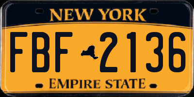 NY license plate FBF2136
