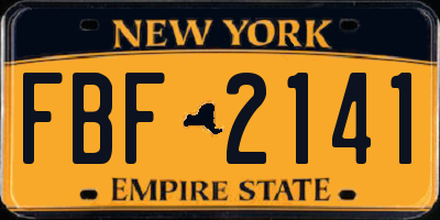NY license plate FBF2141