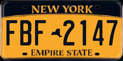 NY license plate FBF2147