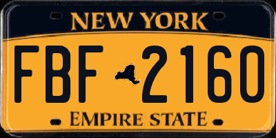 NY license plate FBF2160