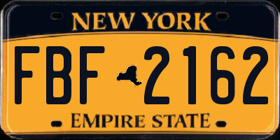 NY license plate FBF2162
