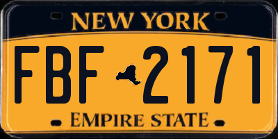 NY license plate FBF2171