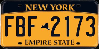 NY license plate FBF2173
