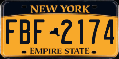 NY license plate FBF2174