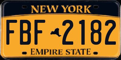 NY license plate FBF2182