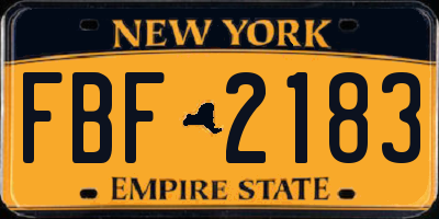 NY license plate FBF2183