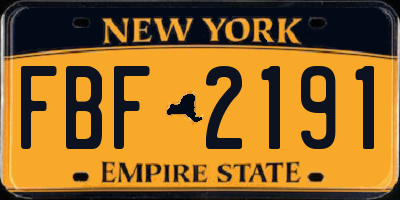 NY license plate FBF2191