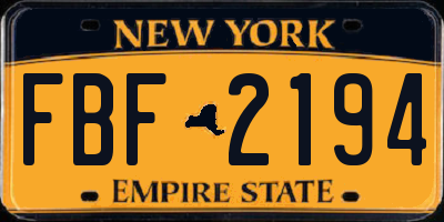 NY license plate FBF2194
