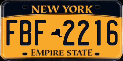 NY license plate FBF2216