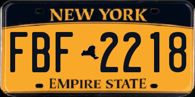 NY license plate FBF2218