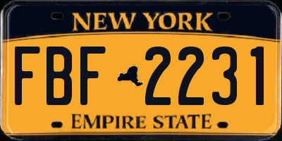 NY license plate FBF2231