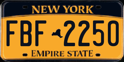NY license plate FBF2250