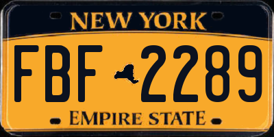 NY license plate FBF2289