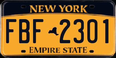 NY license plate FBF2301