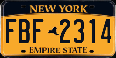 NY license plate FBF2314
