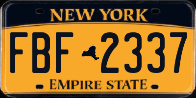 NY license plate FBF2337