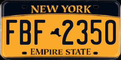 NY license plate FBF2350