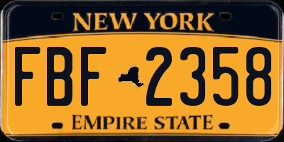 NY license plate FBF2358