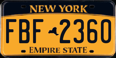 NY license plate FBF2360