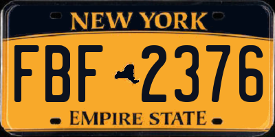 NY license plate FBF2376