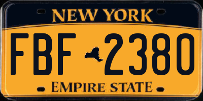 NY license plate FBF2380
