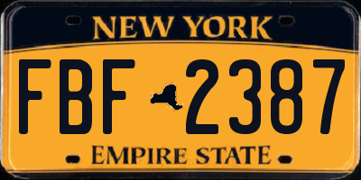 NY license plate FBF2387