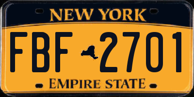 NY license plate FBF2701
