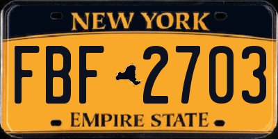 NY license plate FBF2703