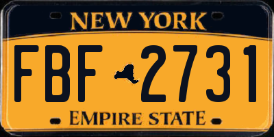NY license plate FBF2731