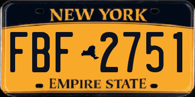 NY license plate FBF2751