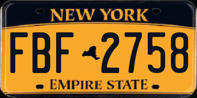 NY license plate FBF2758