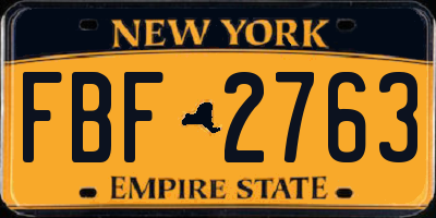 NY license plate FBF2763