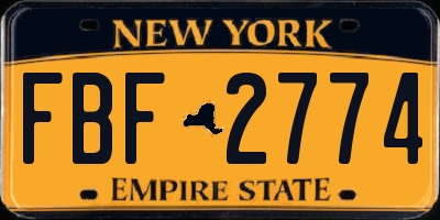 NY license plate FBF2774