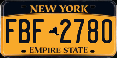 NY license plate FBF2780